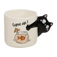 Taza de 460 ml de asa con forma de gato
