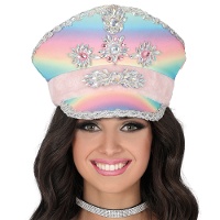 Gorra de policía pastel con pedrería
