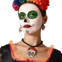 Set de pendientes y collar de Catrina con rosas