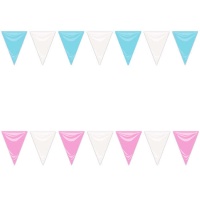 Banderín de triángulo de plástico bicolor - 25 m