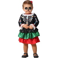 Disfraz de esqueleto Catrina mejicana para bebé niña