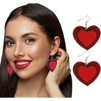 Pendientes de corazón rojo de 5 cm