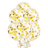 Globos de látex transparentes con confetti de 30 cm - PartyDeco - 6 unidades