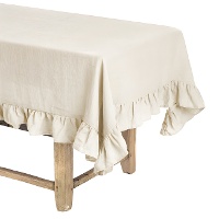 Mantel de 2,50 x 1,45 m de tela volantes natural