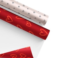 Papel de regalo de corazones de 2 x 0,70 m - 1 unidad