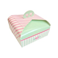 Caja de 24 x 24 x 10 cm para tarta cuadrada con asa