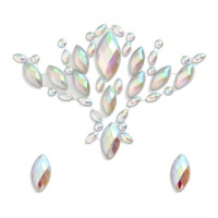 Joyas adhesivas faciales de lágrimas plateadas fosforescentes