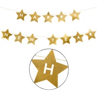 Guirnalda de Happy New Year de estrellas doradas