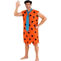 Disfraz de cavernícola naranja con corbata para hombre