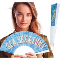 Abanico con mensaje Sea, Sex & Sun