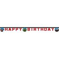 Guirnalda de3 Happy Birthday de los Vengadores roja y negra