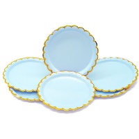 Platos con cenefa dorada de 18 cm - 6 unidades