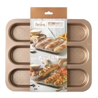 Molde Baguette rosa dorado de 38 x 32 x 3 cm - Decora - 3 cavidades