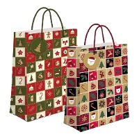 Bolsa regalo de 45 x 33 x 10 cm cuadrícula navideña - 1 unidad