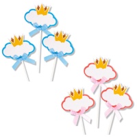 Picks para cupcakes de nube con corona - 3 unidades