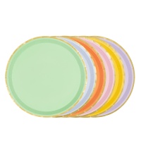 Platos redondos de colores de 21 cm - 6 unidades