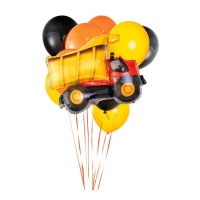 Bouquet de globos de camión de construcción - 10 unidades