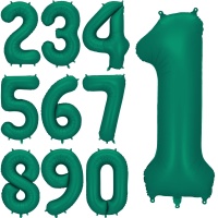 Globo de número verde botella de 86 cm - PartyDeco - 1 unidad