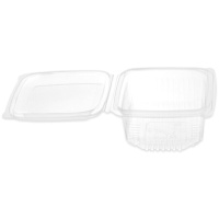 Envase de 1 L transparente con tapa bisagra