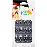 Uñas postizas con calaveras pirata - 10 unidades