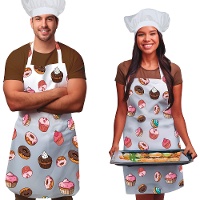 Conjunto de delantal y gorro de cocinero cupcakes para adulto