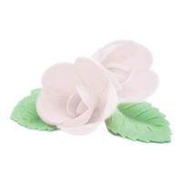 Obleas de flores de Rosa de colores con hojas - Scrapcooking - 4 unidades