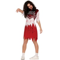 Disfraz de animadora zombie rojo para mujer