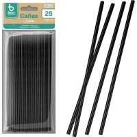 Pajitas de 19,7 cm de papel negras - 25 unidades