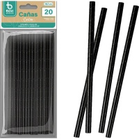 Pajitas de 19,7 cm de papel negras - 20 unidades
