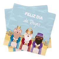 Servilletas de 16,5 x 16,5 cm de Reyes Magos azul - 20 unidades