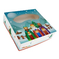 Caja para roscón de reyes de 28 x 28 x 8 cm de oriente