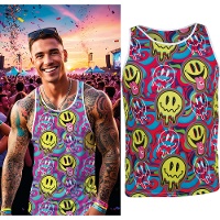 Camiseta psicodélica Acid smile para hombre