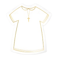 Servilletas blancas con forma de camiseta comunión de 14 x 16 cm - 20 unidades