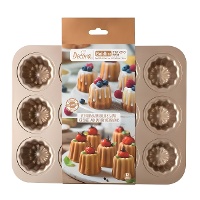 Molde Cannelé rosa dorado de 32,5 x 25,6 x 5 cm - Decora - 12 cavidades