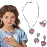 Conjunto de joyas corazón rosa de princesa