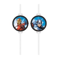 Pajitas de los Vengadores azul - 4 unidades