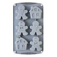 Molde de silicona de muñecos y casas de jengibre de 30 x 17 cm - Decora - 6 cavidades