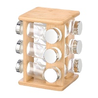Especiero giratorio con 12 botes de 22 x 16 x 16 cm de bambú