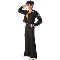 Disfraz de marinero dorado y negro para hombre