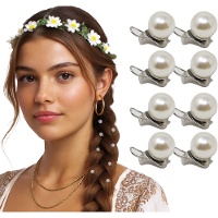 Perlas con pinza para pelo - 8 unidades