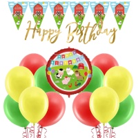 Pack de decoración para fiesta de granja alegre - 33 piezas