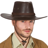 Sombrero de vaquero imitación piel marrón
