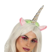 Diadema de unicornio plateada