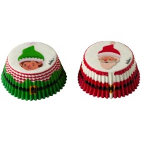 Cápsulas para cupcakes de Papá Noel y Elfo - 36 unidades