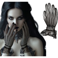 Guantes de encaje negros para mujer