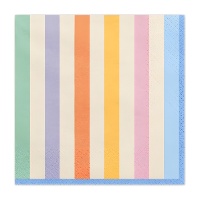 Servilletas de rayas pastel de 16,5 x 16,5 cm - 20 unidades