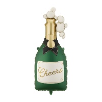 Globo de botella de champán verde de 34 x 93 cm