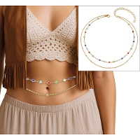 Cadena de cintura hippie con piedras de colores