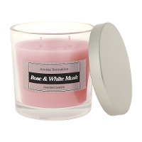 Vela aromática de 9 cm en tarro de cristal Rosa y musk