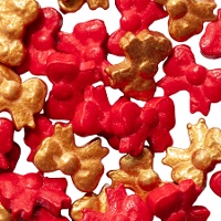 Sprinkles de lazos rojos y dorados de 25 gr - PME